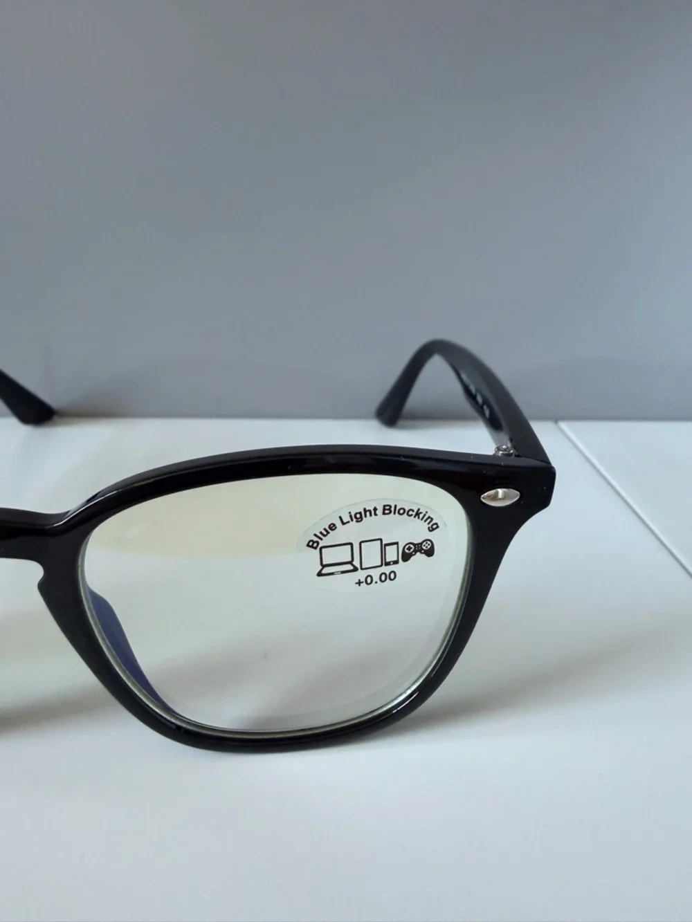 ASOS AJ Morgan black wayfarer style classic blue light blocking eyeglasses